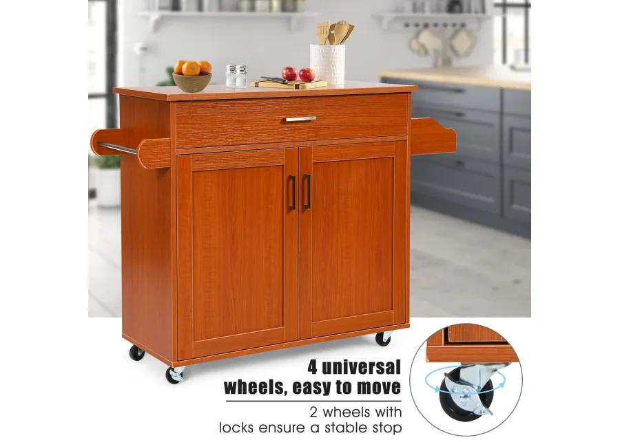 Rolling Kitchen Island Cart with Towel and Spice Rack