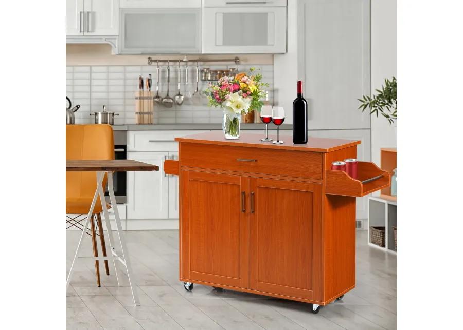 Rolling Kitchen Island Cart with Towel and Spice Rack