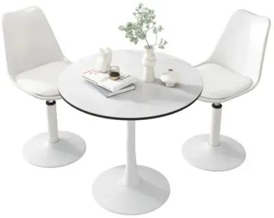 Tulip Dining Table, 32In Round, White, Mable Black