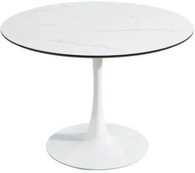 Tulip Dining Table, 32In Round, White, Mable Black