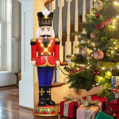 LuxenHome 2Ft Tall Traditional Nutcracker Soldier in Red with Lights