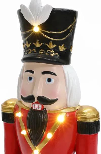 LuxenHome 2Ft Tall Traditional Nutcracker Soldier in Red with Lights