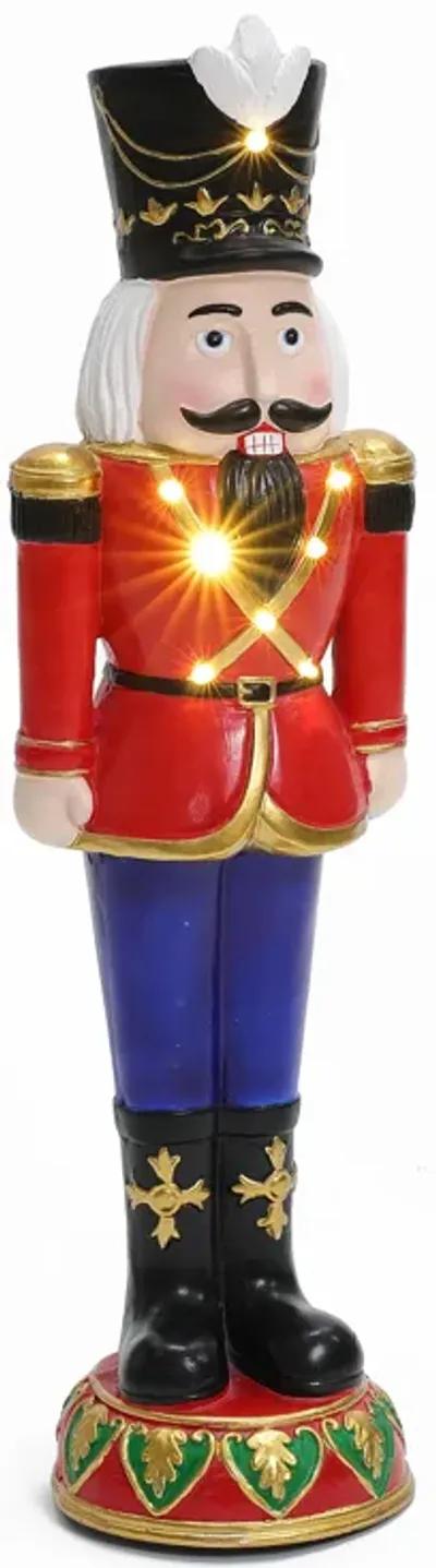 LuxenHome 2Ft Tall Traditional Nutcracker Soldier in Red with Lights