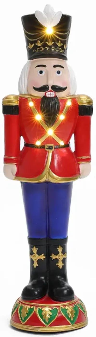 LuxenHome 2Ft Tall Traditional Nutcracker Soldier in Red with Lights