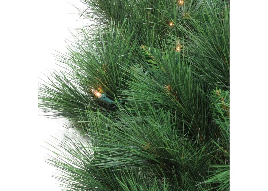 Pre-lit White Valley Pine Artificial Christmas Wreath  48-inch  Clear Lights