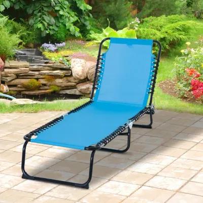 Light Blue Outdoor Bed: 4-Position Portable Reclining Chaise Lounge