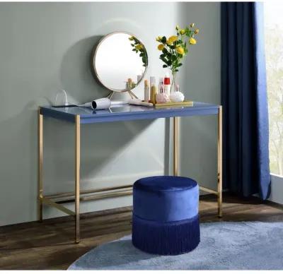 Midriaks Writing Desk w/USB Port in Navy Blue & Gold Finish OF 00022