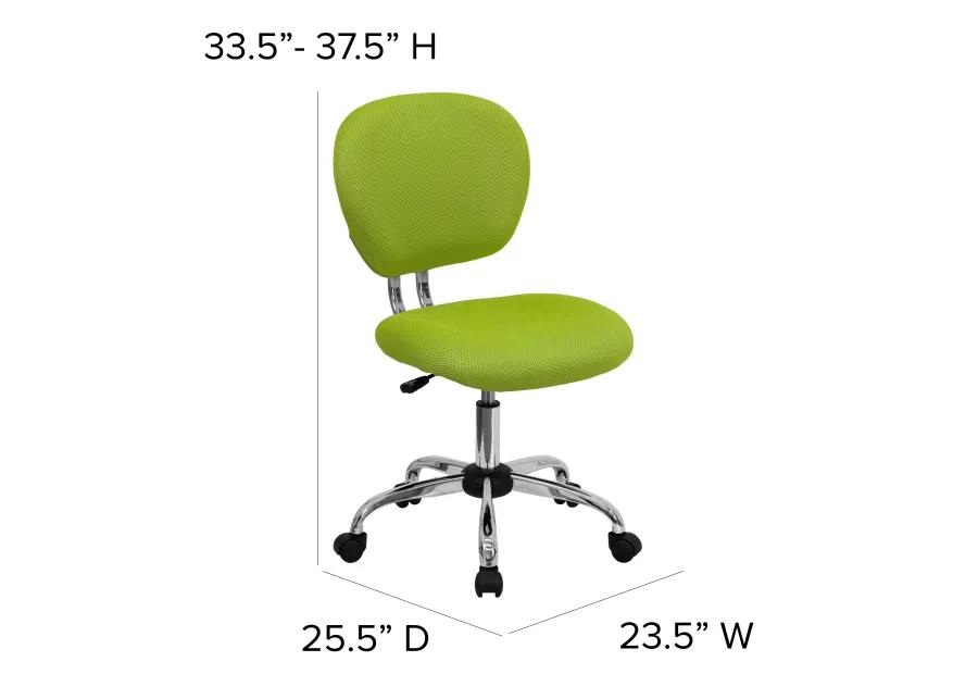 Beverly Mid-Back White Mesh Padded Swivel Task Office Chair with Chrome Base