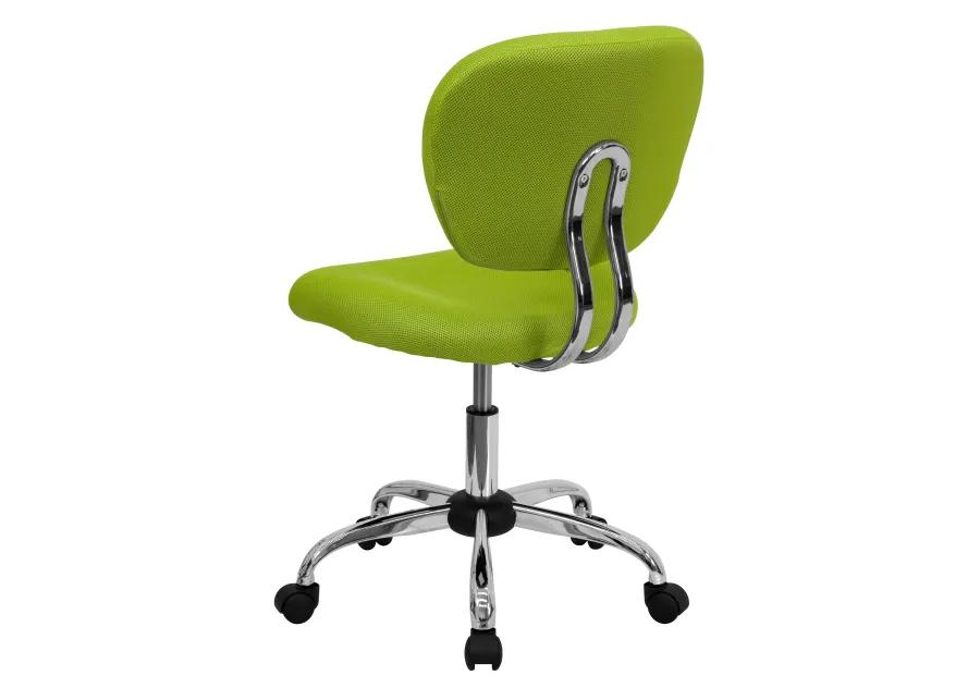 Beverly Mid-Back White Mesh Padded Swivel Task Office Chair with Chrome Base