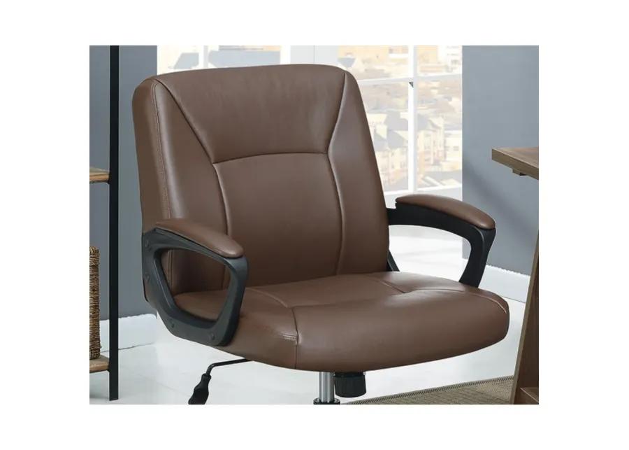 Relax Cushioned Office Chair 1 Piece Brown Color Upholstered Seat Back Adjustable Chair Comfort