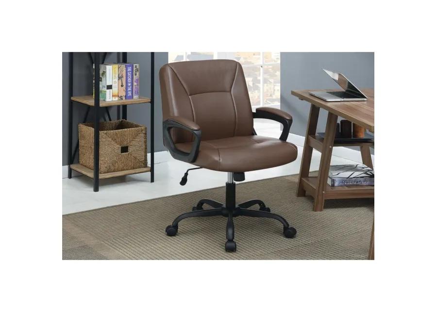 Relax Cushioned Office Chair 1 Piece Brown Color Upholstered Seat Back Adjustable Chair Comfort