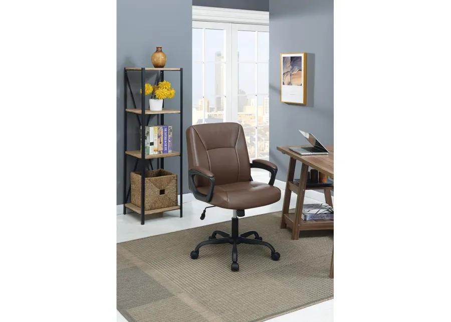 Relax Cushioned Office Chair 1 Piece Brown Color Upholstered Seat Back Adjustable Chair Comfort