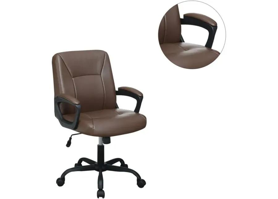 Relax Cushioned Office Chair 1 Piece Brown Color Upholstered Seat Back Adjustable Chair Comfort