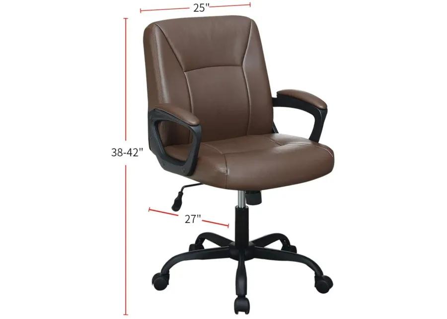 Relax Cushioned Office Chair 1 Piece Brown Color Upholstered Seat Back Adjustable Chair Comfort