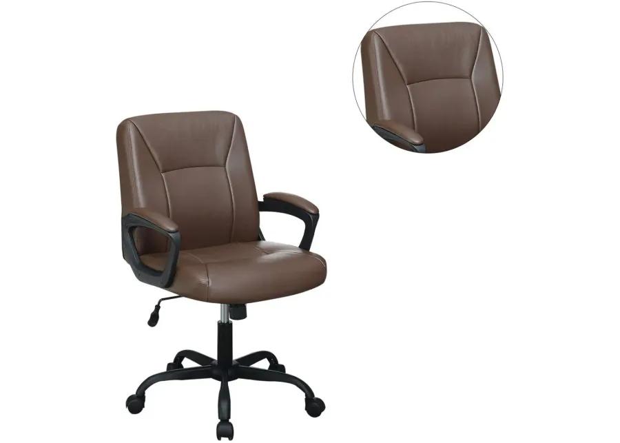 Relax Cushioned Office Chair 1 Piece Brown Color Upholstered Seat Back Adjustable Chair Comfort