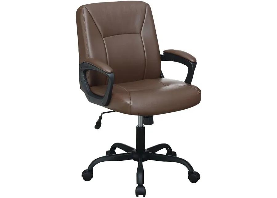 Relax Cushioned Office Chair 1 Piece Brown Color Upholstered Seat Back Adjustable Chair Comfort