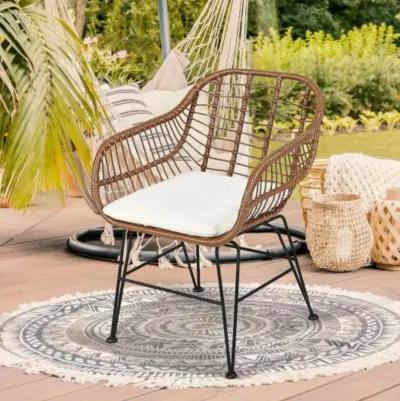 3 Pieces Patio Rattan Bistro Set with Cushion