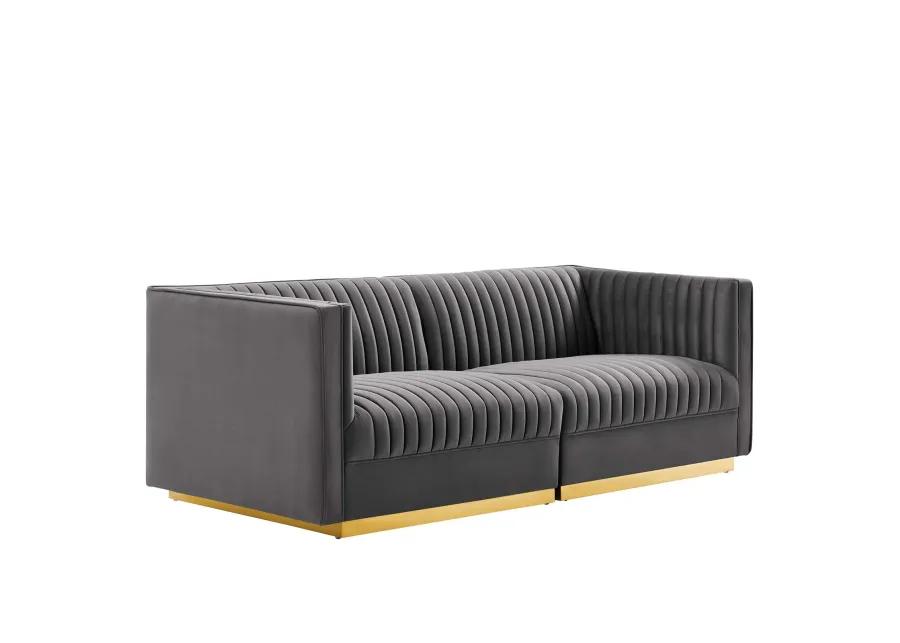 Sanguine Channel Tufted Performance Velvet Modular Sectional Sofa Loveseat