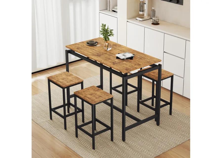 Merax 5-Piece Kitchen Counter Height Table Set, Industrial Dining Table with 4 Chairs