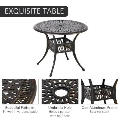 Outdoor Dining Set: 5PC Cast Aluminum Table and Stackable Chairs