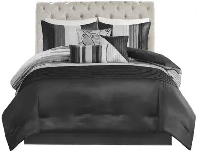 Gracie Mills Nixon 7-Piece Contemporary Striped Comforter Set