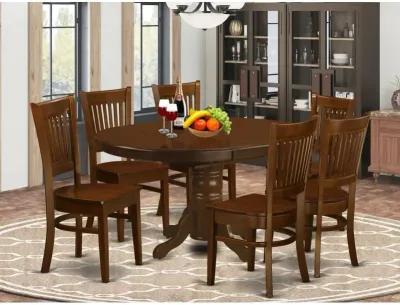 East West Furniture 7  Pc  set  Kenley  Dinette  Table  with  a  Leaf  and  6  hard  wood  Seat  Chairs  in  Espresso  .