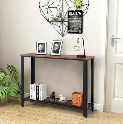 Metal Frame Wood  Console Sofa Table with Storage Shelf