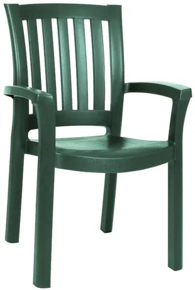 35.5" Green Resin Solid Stackable Weather Resistant Dining Arm Chair