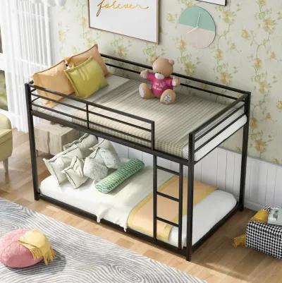 Merax Twin over Twin Metal Low Bunk Bed with Ladder