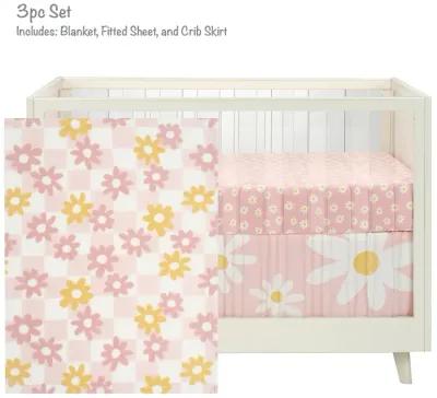 Lambs & Ivy Daisy Dreams 3-Piece Crib Bedding Set - Pink, White, Modern, Garden