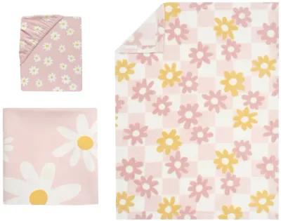 Lambs & Ivy Daisy Dreams 3-Piece Crib Bedding Set - Pink, White, Modern, Garden