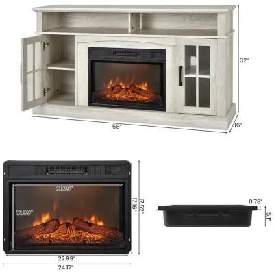 Fireplace TV Stand for TVs Up to 65 Inch with Side Cabinets and Remote Control