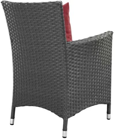 Modway EEI-2243-CHC-RED-SET Sojourn Wicker Rattan Outdoor Patio Sunbrella Four Dining Chairs in Canvas Red, Armchairs