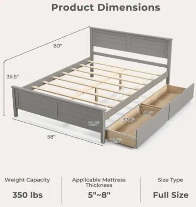 Hivvago Full Size Bed Frame with Storage Drawers and Solid Wood Headboard