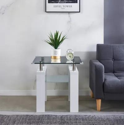 Light Weight White Side Table, Living Room Couch Side Table, 24" X 24" X 24"