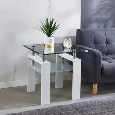 Light Weight White Side Table, Living Room Couch Side Table, 24" X 24" X 24"