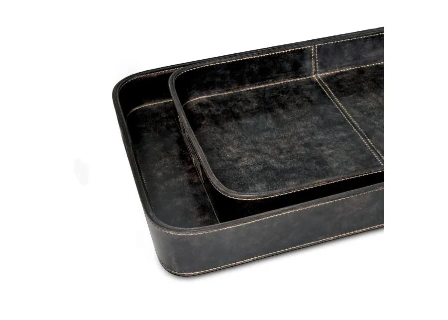 Derby Rectangle Leather Tray Set