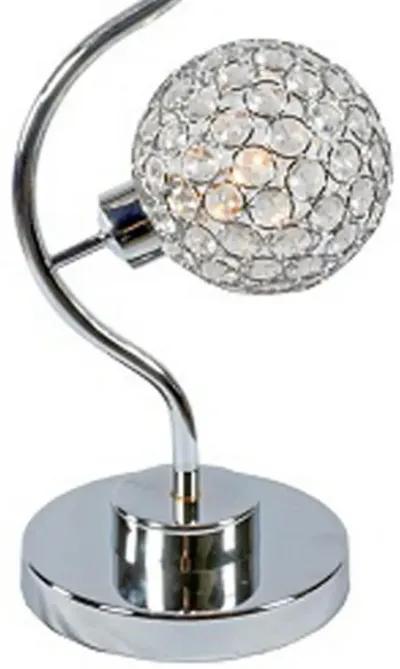 Denise 32 Inch Table Lamp, Metal Frame, Round Base Glass, Crystals, Silver - Benzara