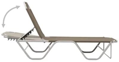 vidaXL Outdoor Sun Lounger - Aluminum and Textilene Construction, Adjustable Reclining Positions, Taupe and Silver, Ideal for Beach Camping and Garden Leisure, Assembly Required