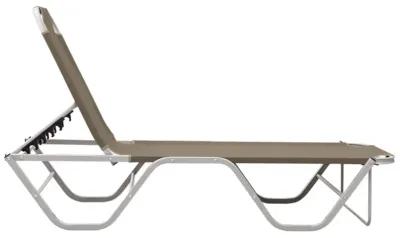 vidaXL Outdoor Sun Lounger - Aluminum and Textilene Construction, Adjustable Reclining Positions, Taupe and Silver, Ideal for Beach Camping and Garden Leisure, Assembly Required