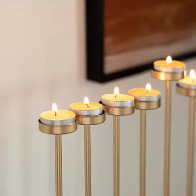 Modern Design Small Hanukkah Menorah Exceptional presentational piece, 9 Branch Tea Light Candle Holders, Gold