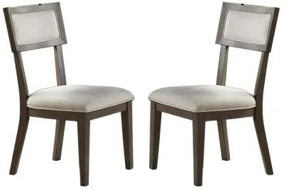 White Fabric Upholstery Dining Chair, Grey (Set Of 2)