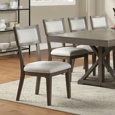 White Fabric Upholstery Dining Chair, Grey (Set Of 2)