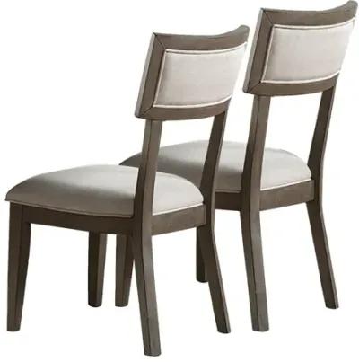 White Fabric Upholstery Dining Chair, Grey (Set Of 2)