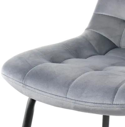 Elama 2 Piece Velvet Tufted Chair in Gray with Black Metal Legs