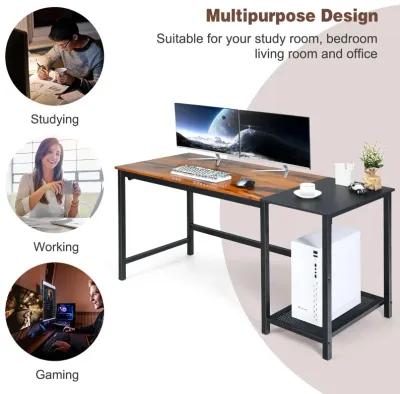 Costway 59''  Home Office Computer Desk Study Laptop Table Detachable Shelf