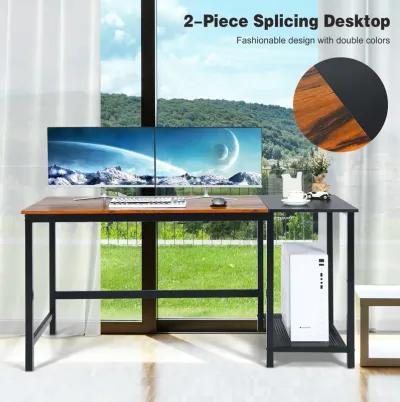 Costway 59''  Home Office Computer Desk Study Laptop Table Detachable Shelf