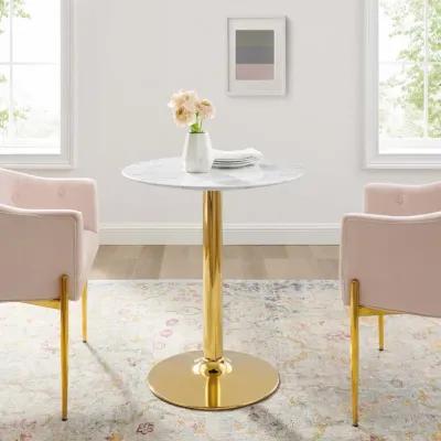 Modway - Verne 28" Artificial Marble Dining Table Gold White