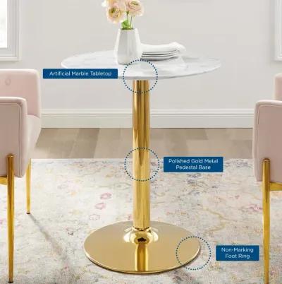 Modway - Verne 28" Artificial Marble Dining Table Gold White