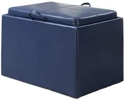 Convience Concept, Inc. Designs4Comfort Accent Storage Ottoman with Reversible Tray Blue Faux Leather